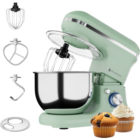 KitchenBrothers Keukenmachine - 1200W - Keukenrobot - 5L - Broodmixer - Mixer met Mengkom - Keukenmixer - Pastelgroen