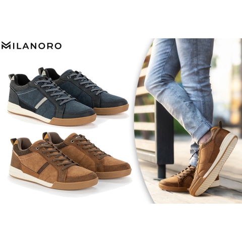 Milanoro - Comfortabele sneakers voor heren - Cognac - Maat 44