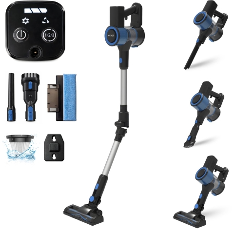 MYBOT E6 Advanced - Steelstofzuiger met Dweilfunctie - 250W - 20Kpa - 3 Zuigniveaus - Vacuum Cleaner - Steelstofzuiger Draadloos - Zonder Zak - Op Accu - Kruimeldief