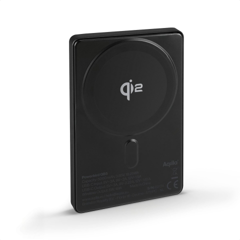 Aqiila Ladegerät Wireless powerbank 5.000 mAh Magsafe, Qi Wireless Charging, USB PD, Fast Charge, Smart IC, Pass-Through Charging, USB PD 3.0 Zwart