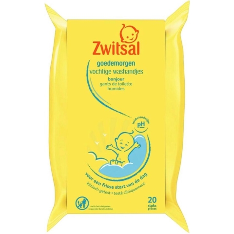 Zwitsal Goedemorgen Baby Vochtige Washandjes - 20 Stuks