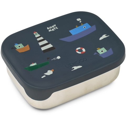 Liewood Broodtrommel - Silicone/Staal - Arthur - Zeilen/Classic  - Liewood - OneSize - Broodtrommels