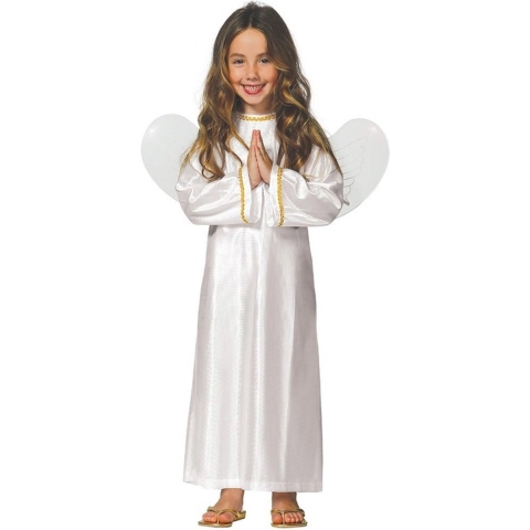 Engel Ariel verkleed jurk - wit - voor meisjes - kostuum - Carnavalskleding - kerst 5-6 jaar (110-116) -