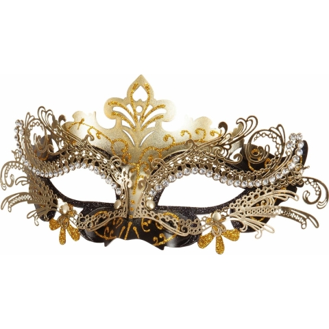 Verkleed gezichtsmasker Venetiaans - zwart/goud - dames - Carnaval/gemaskerd bal -