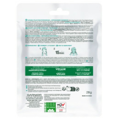 4x Garnier SkinActive Hyaluronzuur Aloë Vera Tissue Gezichtsmasker