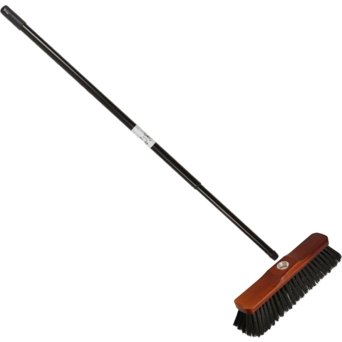 Metalen telescoopsteel met houten bezemkop -