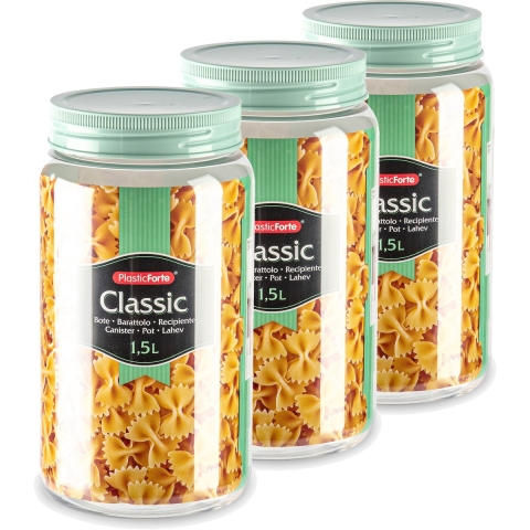 Plasticforte keuken voorraadpot - Set van 10x stuks - weckpot - mintgroen - 1.5 liter - kunststof -