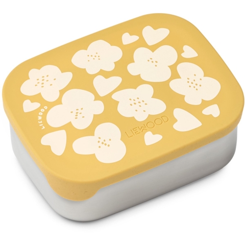 Liewood Broodtrommel - Silicone/Staal - Arthur - Flower/Lemon Ye - Liewood - OneSize - Broodtrommels