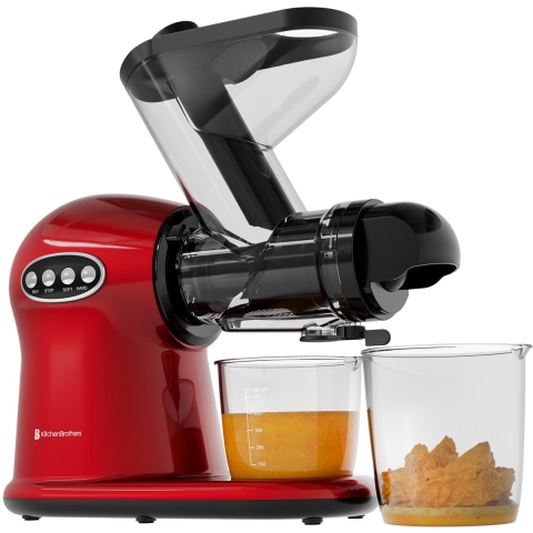 KitchenBrothers Slowjuicer XL - Sapcentrifuge - Groenten- en Fruitpers - 43 mm en 70 mm invoer - 500 ml - Rood