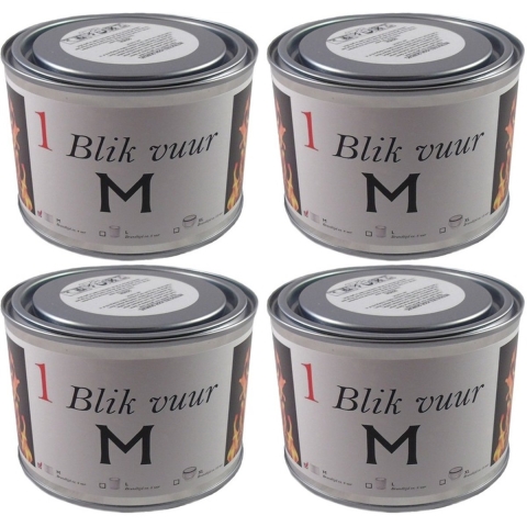 Blik vuur tuinfakkel - 4x - 11 x 7 cm - 4 branduren - verlichting in blik - tuinkaars -