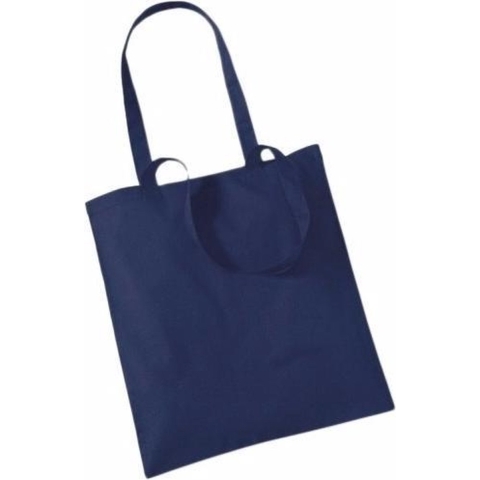 50x Katoenen schoudertassen draagtasjes navy 42 x 38 cm -
