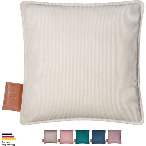 Beurer Warmtekussen - Heaty Corduroy Cashmere Creme - Draadloos Warmtekussen - Elektrisch - Oplaadbaar - 45x45 cm - Wasbare hoes – 5 Jaar Garantie: exclusief bij Bol.com