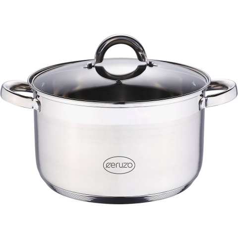 Ceruzo Kookpan - RVS - Diameter 24 cm - H 14,5 cm - 6,3 L - alle Warmtebronnen