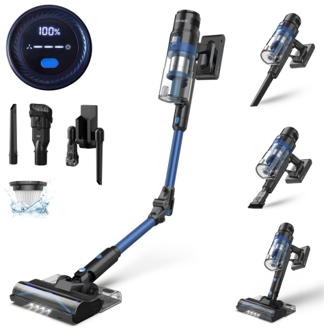 MYBOT S8 Ultra - Steelstofzuiger - 430W - 30Kpa - 3 Zuigniveaus - Draadloos - Zakloos - LED-verlichting - Zwart