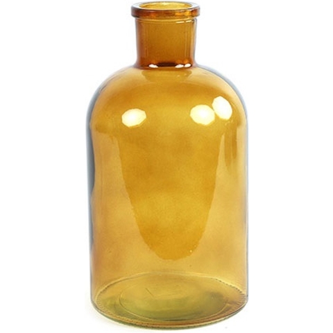 Vaas glazen fles geel 14,5x14,5x27cm