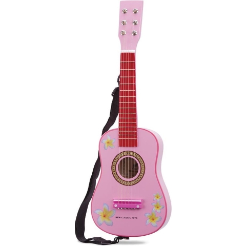 Gitaar met Bloemen - Roze