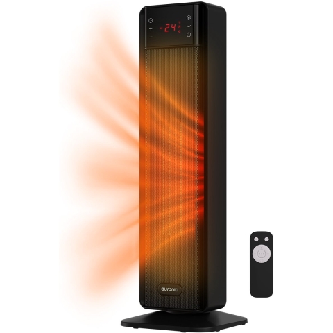 Auronic Elektrische Kachel - Keramische Kachel - Toren Kachel - 2000W Heater - Zwart