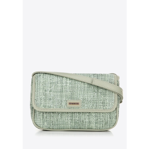 Wittchen Woman gevlochten crossbody tas met klep klein groen polypropyleen