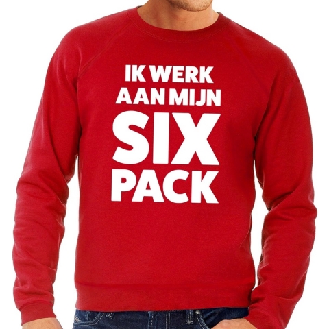 Ik werk aan mijn SIX Pack tekst sweater rood 2XL -