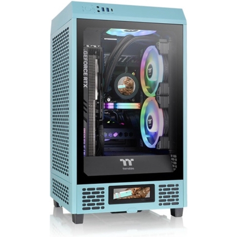 Thermaltake The Tower 200 Mini-tower PC-behuizing Turquoise 2 voorgeïnstalleerde ventilators, Zijvenster, Stoffilter