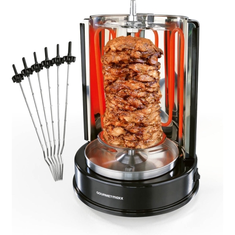 GourmetMaxx 05914 Dönergrill Vast Met grillspies Zwart, RVS