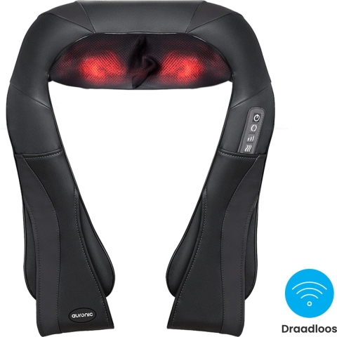 Auronic Shiatsu Massagekussen - Elektrisch - Draadloos - Massage Apparaten - Nek en Schouder Massage apparaat- Infrarood - Zwart