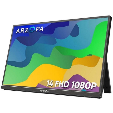 Arzopa LCD-monitor Energielabel: A (A - G) 35.6 cm (14 inch) 1920 x 1080 Pixel 16:9 25 ms HDMI, USB-C, USB-A host IPS LCD