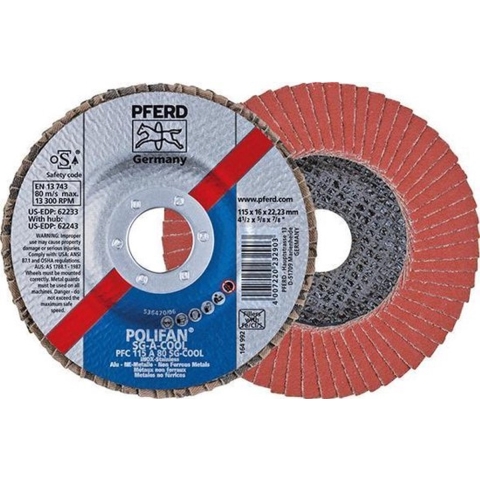 PFERD TOOLS 67756125 PFC 125 A-COOL 60 SG INOX+ALU Lamellenschijf Diameter 125 mm Boordiameter 22.23 mm Aluminium, Non-ferrometaal, RVS 10 stuk(s)