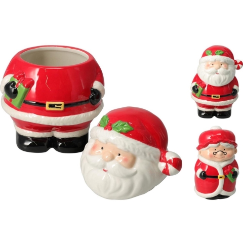 Voorraadpot kerstman 21cm aardewerk