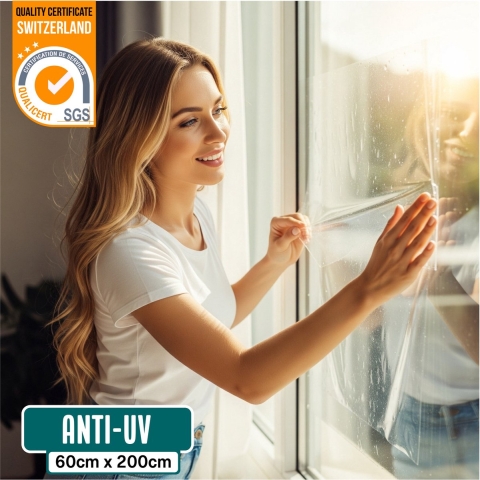 Homewell Raamfolie HR++ 60x200cm - 99% UV protectie - Statisch Zelfklevend - Isolerend - Transparant