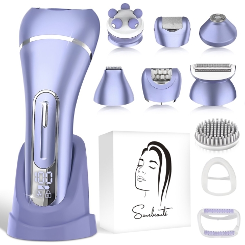 Sansbeauté® 7 in 1 Ladyshaves voor Vrouwen - Gezicht - Oksels - Benen - Epilator - Trimmer voor Vrouwen & Dames - Bikinitrimmer Dames - Scheerapparaat Vrouw
