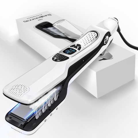 Sansbeauté® Stoomstijltang - Stoom Stijltang - Brede Platen - Professionele Stijltang – stoomstijltangs - Wit