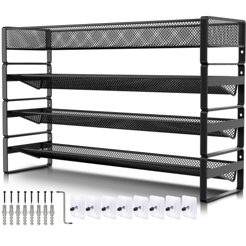 Soothe Kruidenrek Staand en Ophangbaar voor 40 Kruidenpotjes - 4 Lagen - Kruiden Organizer - Kruidenrekken - Kruidenrekje - Zwart