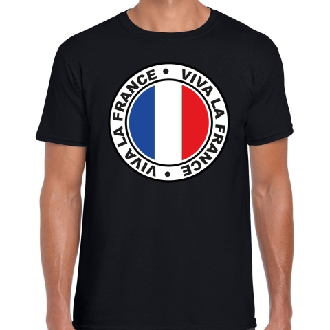 Verkleed T-shirt voor heren - Viva La France - zwart - voetbal supporter - themafeest 2XL -