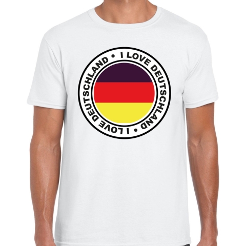 Verkleed T-shirt voor heren - I Love Duitsland - wit - voetbal supporter - themafeest XL -