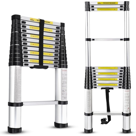 Outbee Telescopische Ladder - Telescopische Vouwladder - 4,4 m Werkhoogte - Aluminium