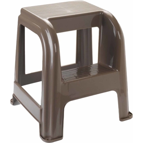 Plasticforte Opstapkrukje - 2 tredes - zilver - kunststof - 44 x 42 x 45 cm -