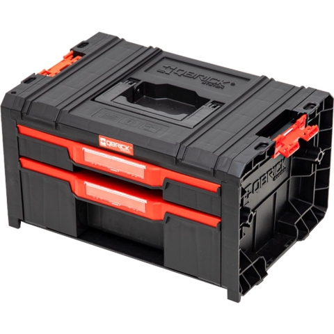 Qbrick System - PRO Drawer 2 Toolbox 2.0 Expert - 450 x 310 x 244 mm - Zwart PP Kunststof - Modulaire Gereedschapskist met 2 Laden - Optimale Gereedschapsopslag
