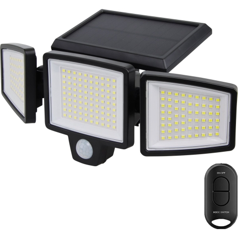 Auronic Solar Buitenlamp met Bewegingssensor - Wandlamp met Sensor - Zonne-energie - 210 LED's - IP65 - Zwart