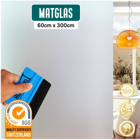 Homewell Raamfolie HR++ 60x300cm - Zonwerend & Isolerend - Anti inkijk - Statisch - Matglas - Inclusief Rakel