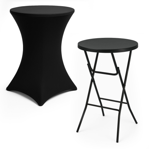 Infinity Goods Stevige Zwarte Statafel Incl. Zwarte Statafelrok - Partytafel - Robuust en Weersbestendig - Inklapbaar - 80cm x 110cm - Feest