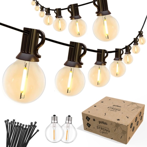 Partizzle 15m Waterdicht Lichtsnoer Rond - 25 LED Lampjes Slinger - Kerst Lichtslinger voor Buiten Terras en Camping - Kerstverlichting / Tuinverlichting - 2700k / Warm Wit