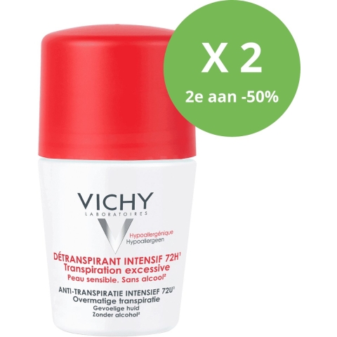 Vichy Stress Resist Anti-Transpiratie Behandeling 72U Roll-On DUO | 2 x 50 ml PROMO