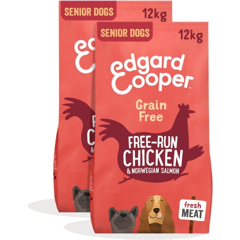 2x Edgard&Cooper Hondenvoer Droog Scharrelkip - Noorse Zalm Senior 12 kg