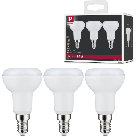 Paulmann 28580 LED-lamp Energielabel F (A - G) E14 5.5 W Warmwit (Ø x h) 50 mm x 86 mm 3 stuk(s)