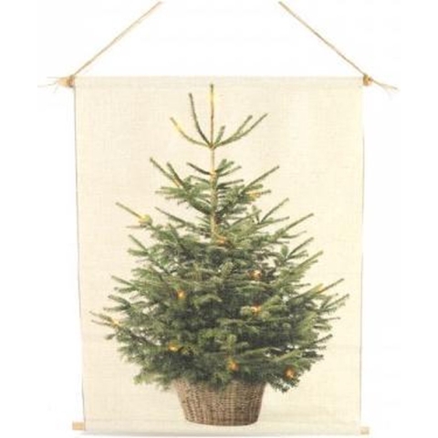 Wanddoek everlands kunstkerstboom 40x60cm met LED