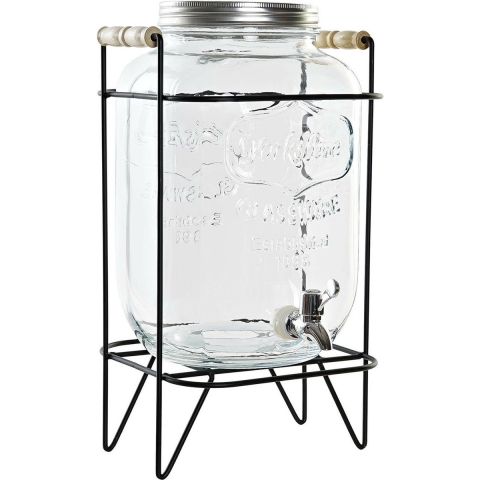 ITEM Drankdispenser - 8 liter - glas - metalen houder - voor warme en koude dranken - 42 cm -