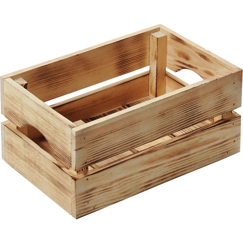 Fruitkisten opslagbox - old look - lichtbruin - hout - L40 x B30 x H15 cm -