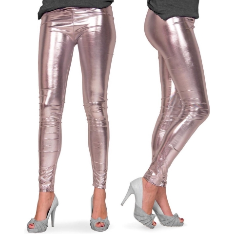 Zilveren metallic legging L/XL -