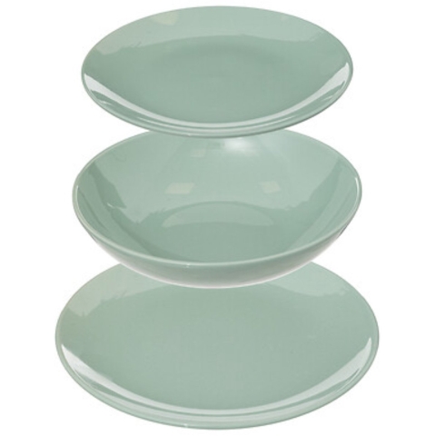 Servies set Colorama uni - 18-delig - groen - aardewerk dinerservies - tafelservies - 6 personen -